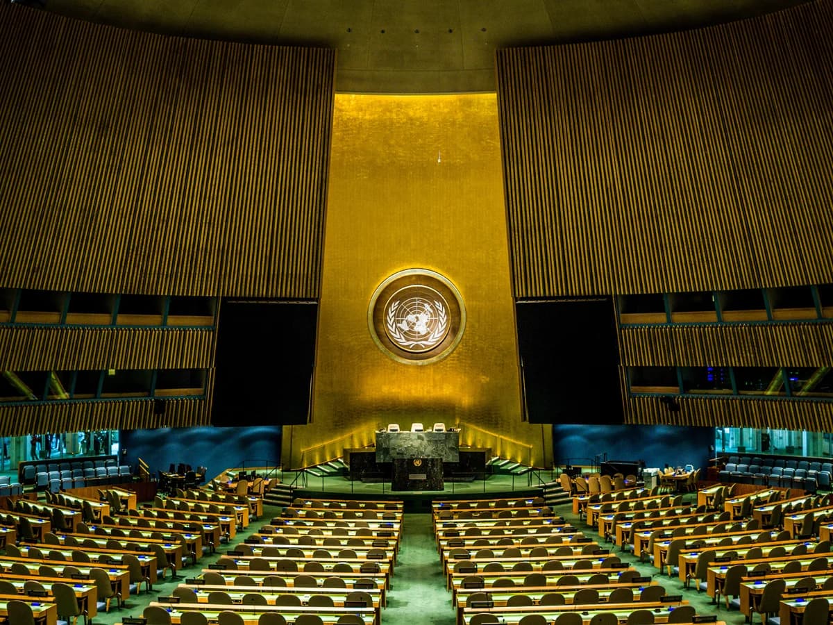 International political leaders participating in a global diplomatic conference.